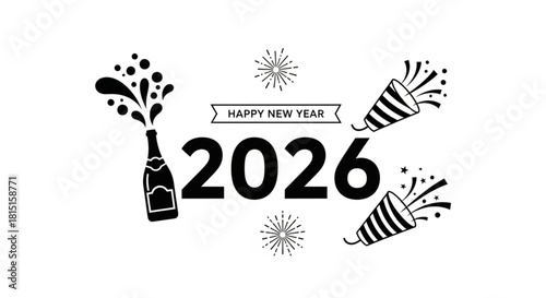 Happy new year 2026 vector ilustration logo 