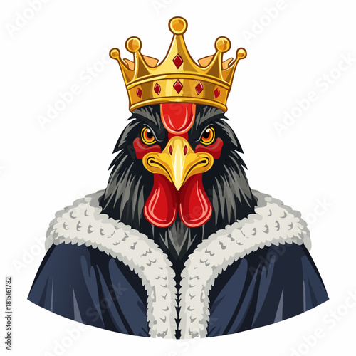 King Rooster in Royal Robe and Golden Crown
