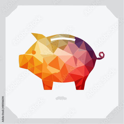 Colorful Geometric Piggy Bank Illustration for Savings Concept.
