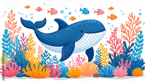 Fototapeta Naklejka Na Ścianę i Meble -  vector illustration of a cartoon whale