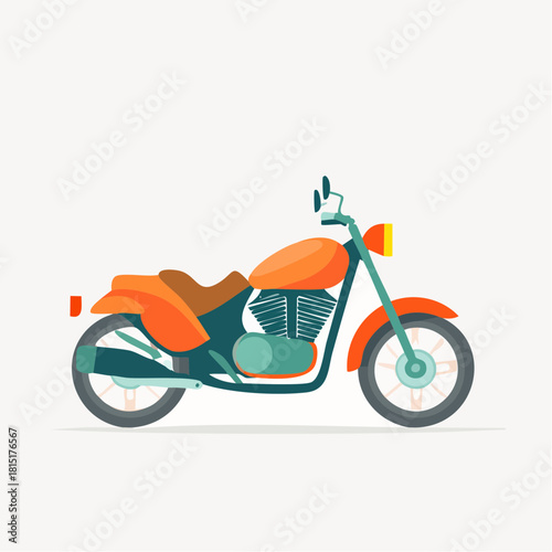 Colorful Vector Illustration of a Classic Motorcycle.