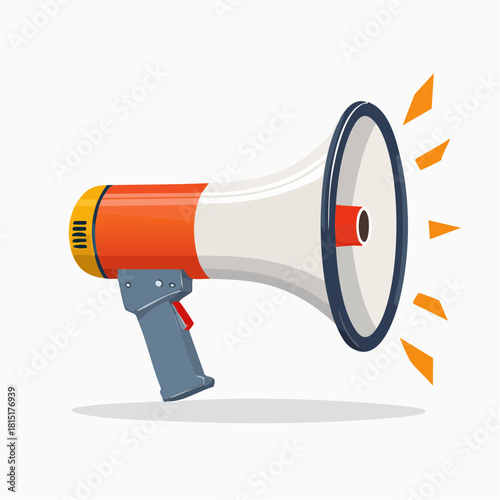 Colorful Vector Illustration of a Megaphone with Sound Waves.