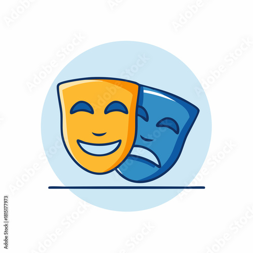 Comedy and Tragedy Masks Symbolizing Drama and Theater.