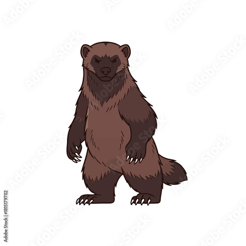 Cartoon wolverine standing on hind legs brown fur animal