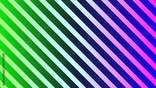 Vibrant diagonal stripes with a smooth gradient of green, blue, and pink