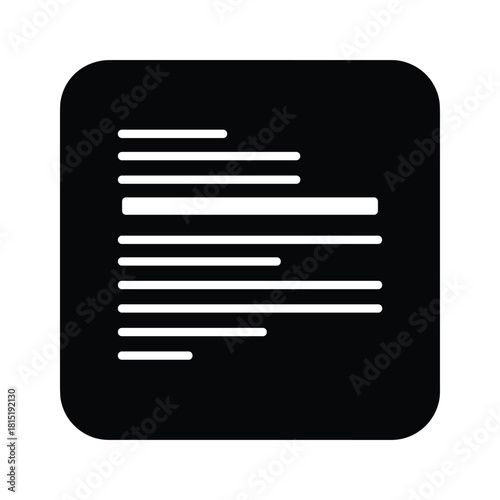 Black icon representing text or code on a