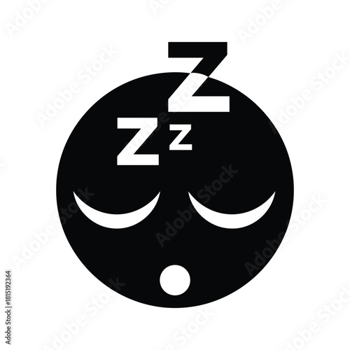 Sleeping face icon with zzz symbol, isolated on