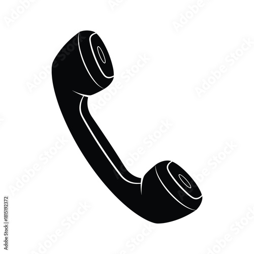 Black silhouette of a vintage telephone handset isolated on