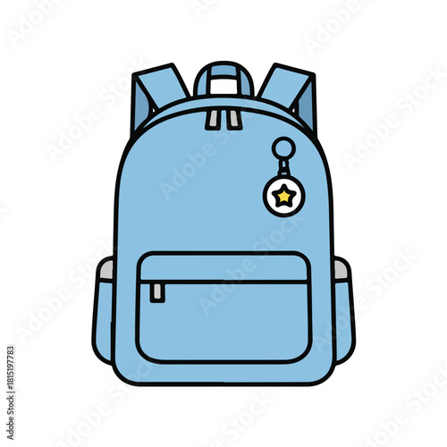 Cute Blue School Backpack Cartoon Illustration