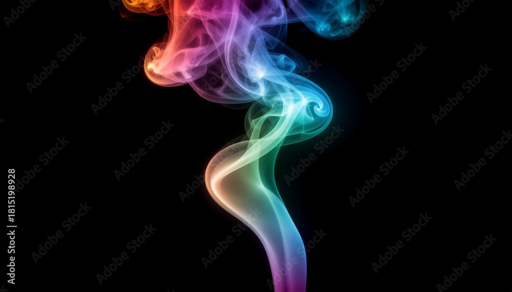 Fototapeta premium A Single, Vertical, Wisp, of, Smoke. Abstract Background of Rainbow. A minimalist And elegant abstract 3D rendering. 
