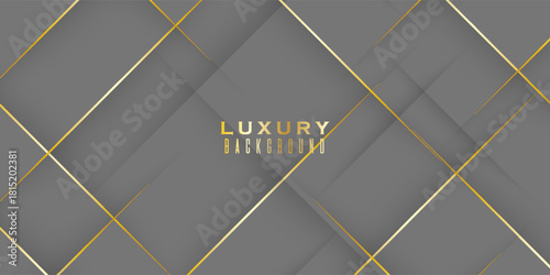 Abstract banner luxury gold line shadow overlap on dark grey background