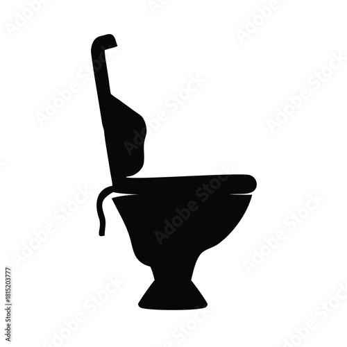 Dark toilet silhouette with open lid and minimalistic design