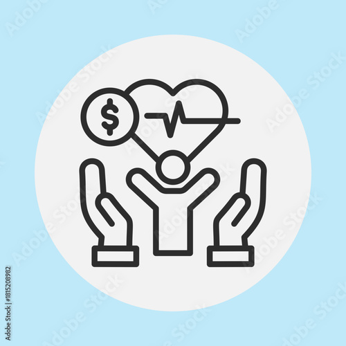 Icon representing health insurance, medical care, and financial protection for well-being.