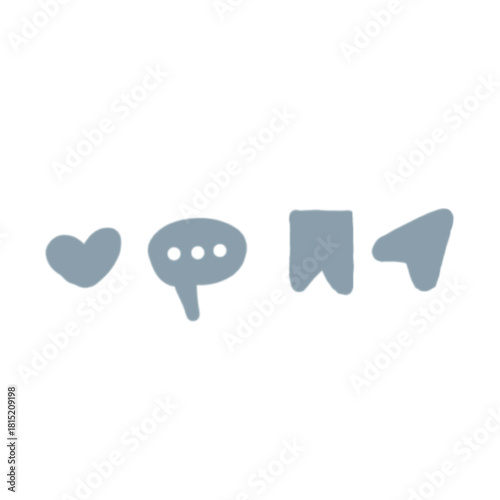 Social Media Interactions Cute Drawing