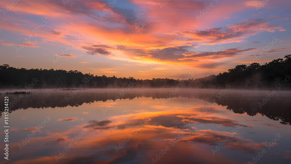 Fototapeta premium sunset over the lake