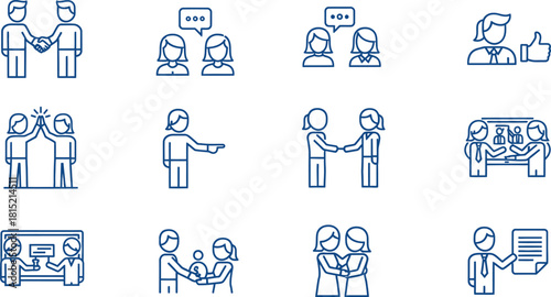 Business Collaboration and Partnership Icons Set handshake people