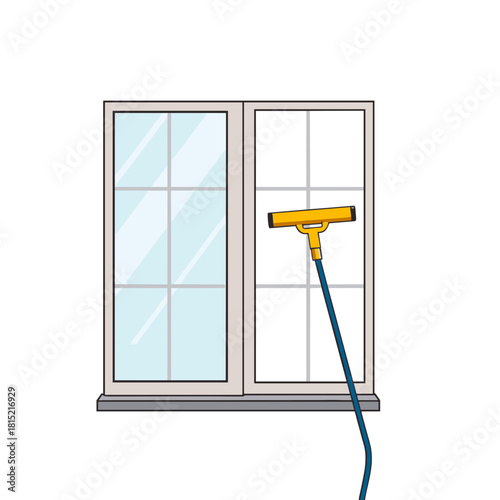Window cleaning tools with a squeegee for a clean glass concept on a white background
