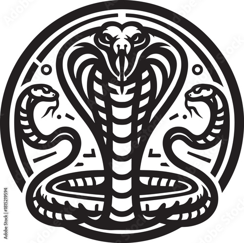 snakes in the form of a circle on a white background, vector illustration