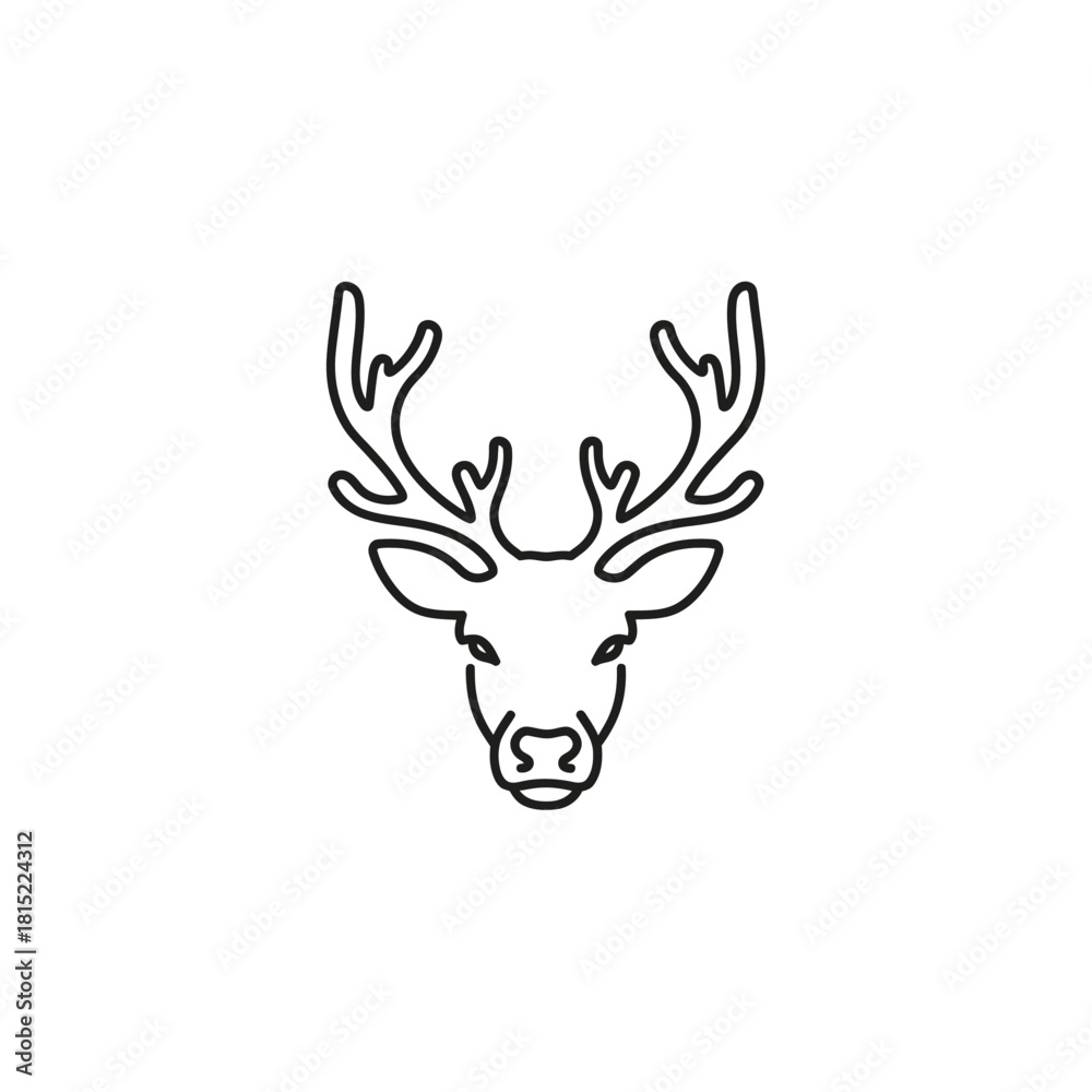 Naklejka premium Minimalist Deer Head Line Art Icon Vector. Vector Illustrations. EPS Editable