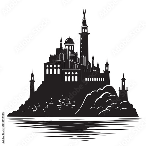 Black atlantis Silhouette Vector, High Quality Illustration on White Background