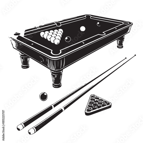 Black billiards Silhouette Vector, High Quality Illustration on White Background