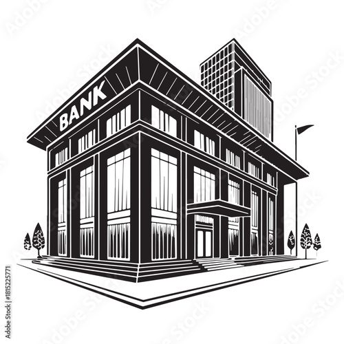 Black banking Silhouette Vector, High Quality Illustration on White Background