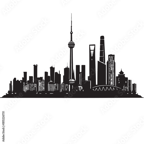 Black city Silhouette Vector, High Quality Illustration on White Background