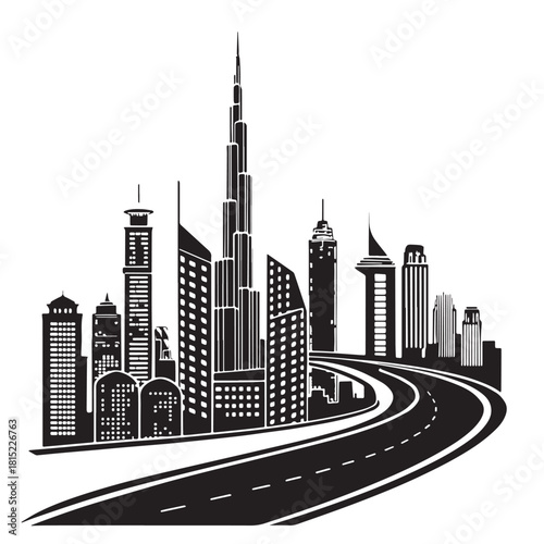 Black city Silhouette Vector, High Quality Illustration on White Background
