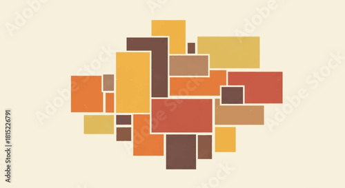 Abstract Geometric Composition in Earthy Tones A Modern Design Element with Rectangular Shapes