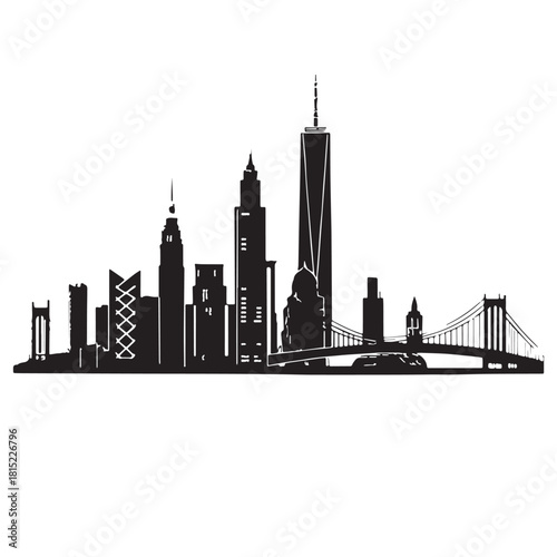 Black city Silhouette Vector, High Quality Illustration on White Background