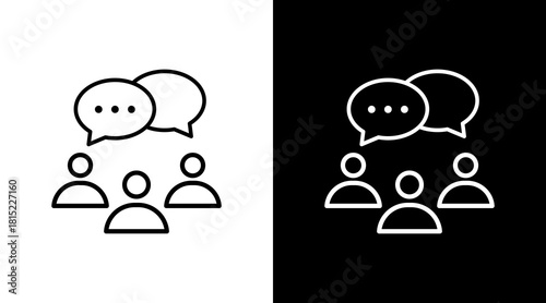 Group Chat White Icon Set Design