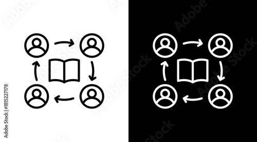 Knowledge Sharing White Icon Set Design