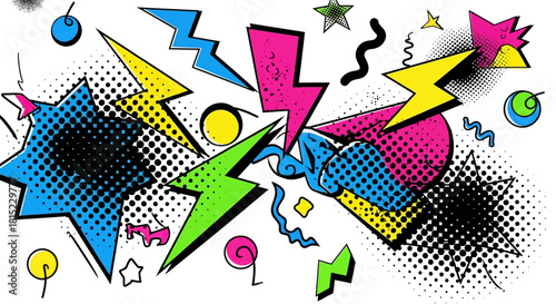 Dynamic Comic Book Design with Bold Elements