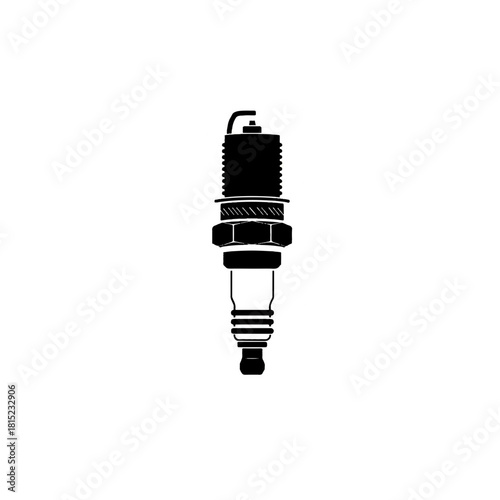 Spark Plug Black and White Icon