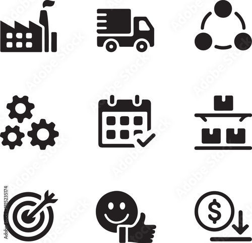 Business and logistics operations icons set
