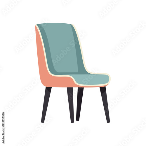Elegant Teal & Peach Accent Chair Illustration for Modern Home Decor