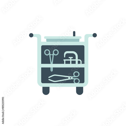 Medical instrument cart with surgical tools and equipment, symbolizing healthcare and professional care services