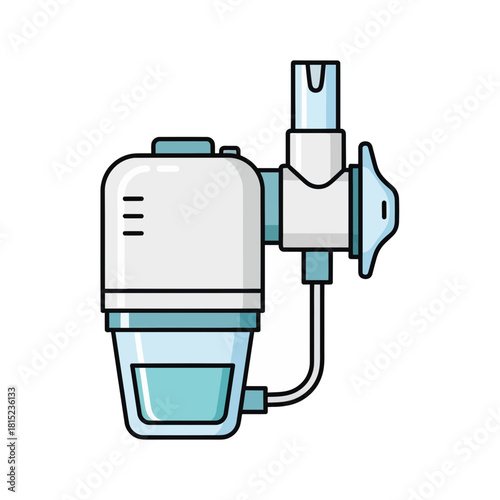 Vector illustration of a medical nebulizer machine used for respiratory therapy and asthma treatment, an icon of inhalation equipment