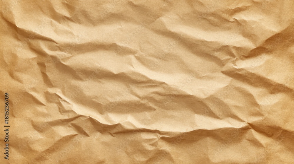 Obraz premium Crinkled and Wrinkled Brown Paper Background for Textures, Crafting, and Artistic Designs in Various Creative Projects and Presentations