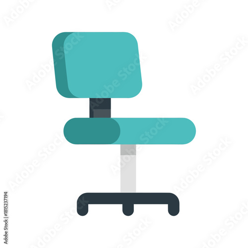 Office Chair Illustration Modern Teal Swivel Design for Workspace and Comfort