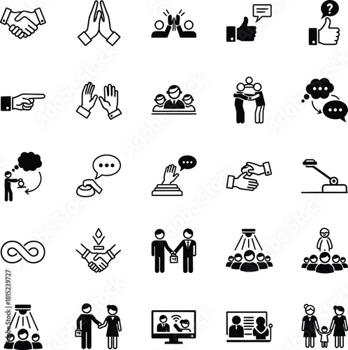 Business Icons Handshake Collaboration Communication Success agreement partnership