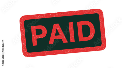 A textured red rubber stamp imprint of the word "PAID" against a white background, perfect for symbolizing payment confirmation, business transactions, or financial status.	
