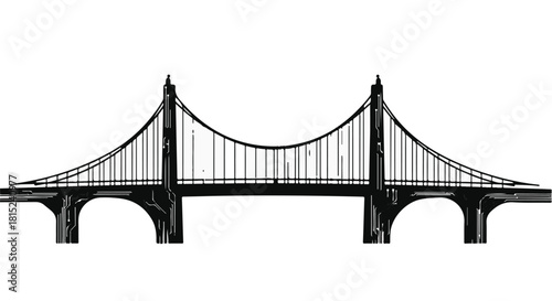 Iconic suspension bridge spanning across water, a symbol of connection and progress.