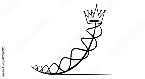 DNA helix crowned with a royal crown, symbolizing genetic leadership and scientific prestige.