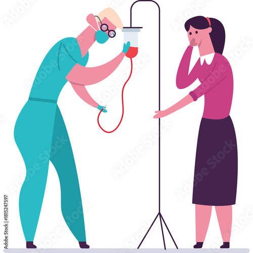 Nurse Administering IV Drip to Patient in Medical Setting