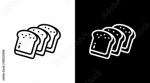 Bread White Icon Set Design
