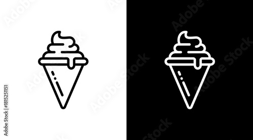 Ice Cream White Icon Set Design