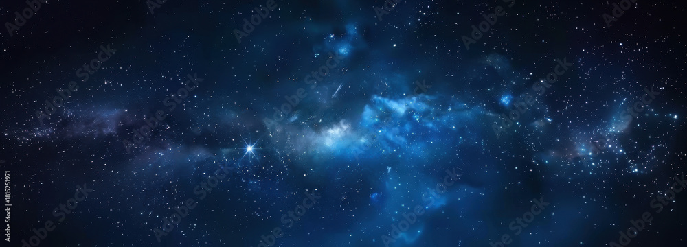 Fototapeta premium Celestial Tapestry: A mesmerizing view of the cosmos, where stars and galaxies intertwine within a breathtaking expanse of interstellar space. 