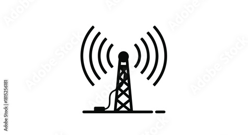 Communication tower broadcasting signals, symbolizing connectivity and technology