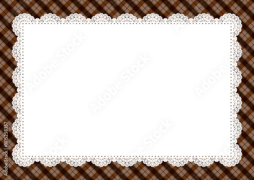 チェック柄×中央レース(モカ)